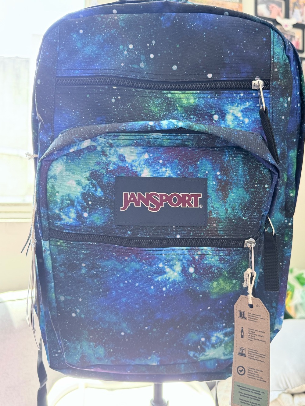 Jansport Galaxy Print Backpack in Blue, Green and Black